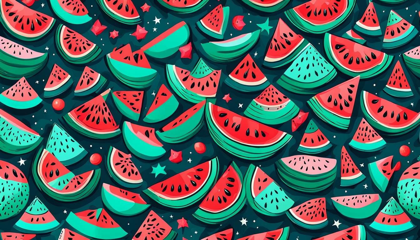 Kawaii Watermelon Sky Wallpaper: Maximalist Art
