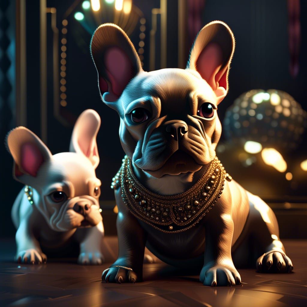 Art Deco French Bulldog Puppies in 8K