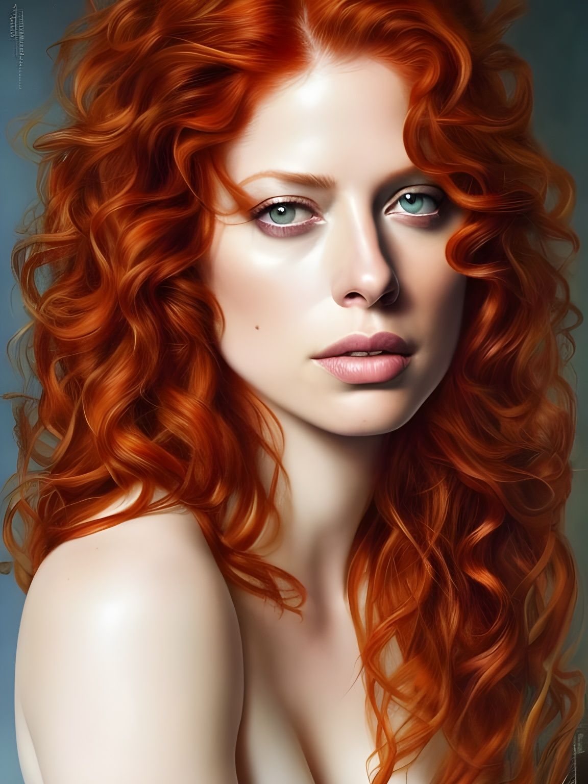 Hyperrealistic Portrait of a Redhead Goddess