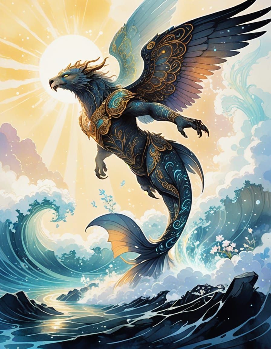 Celestial Beast Serving Good in Bioluminescent Temple