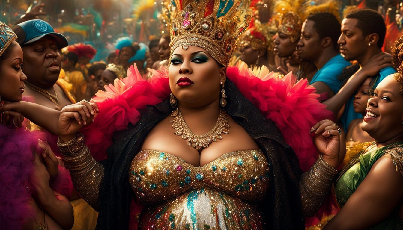 Carnaval Queen Kiss in Rio Favela: Digital Art