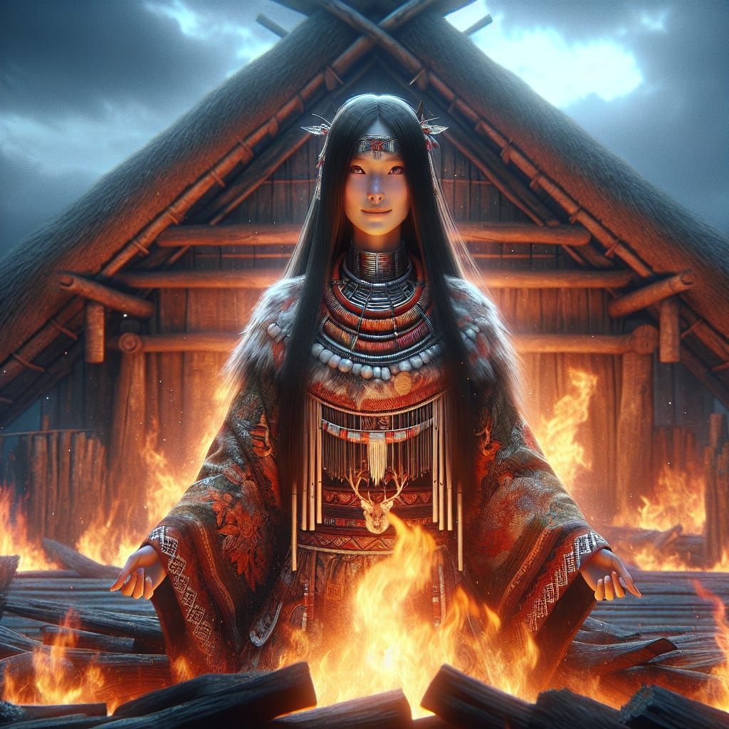 Ainu Goddess of the Hearth in Epic Digital Painting