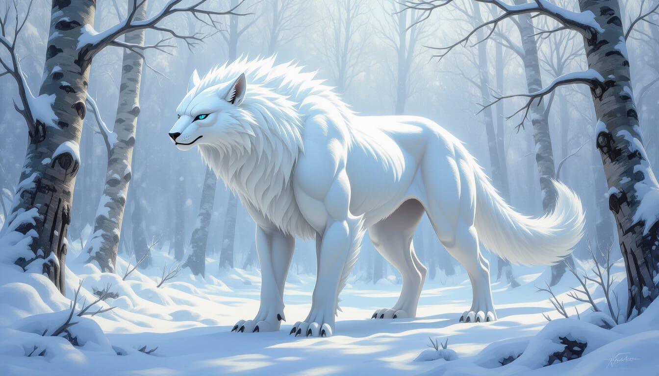 Ethereal Frost Forest Apex Predator in Hyperrealism