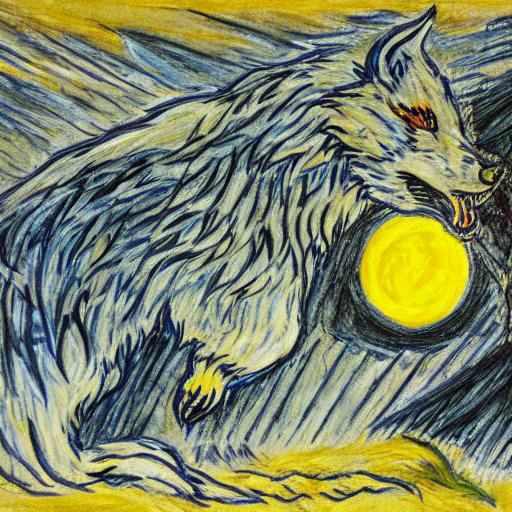 Wolf, Rabbit, and Vampire Fleeing in Surrealist Style