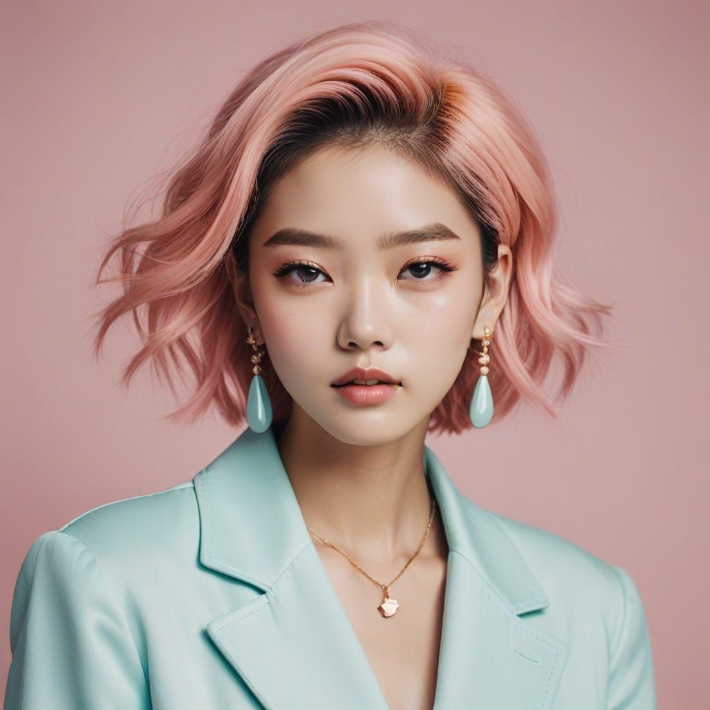 Chic K-Pop Idol in Pastel Hues