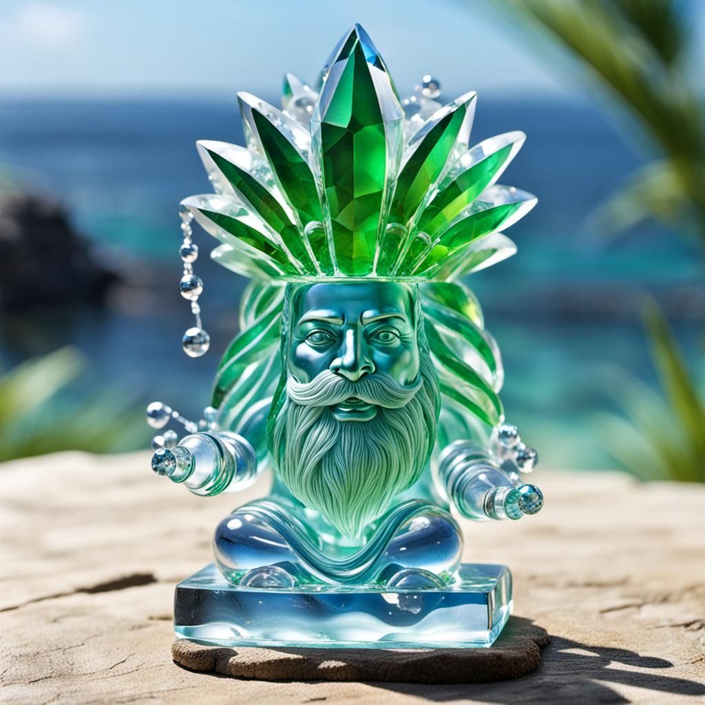 Crystal Rastafarian Statue in Fantasy Watersplash