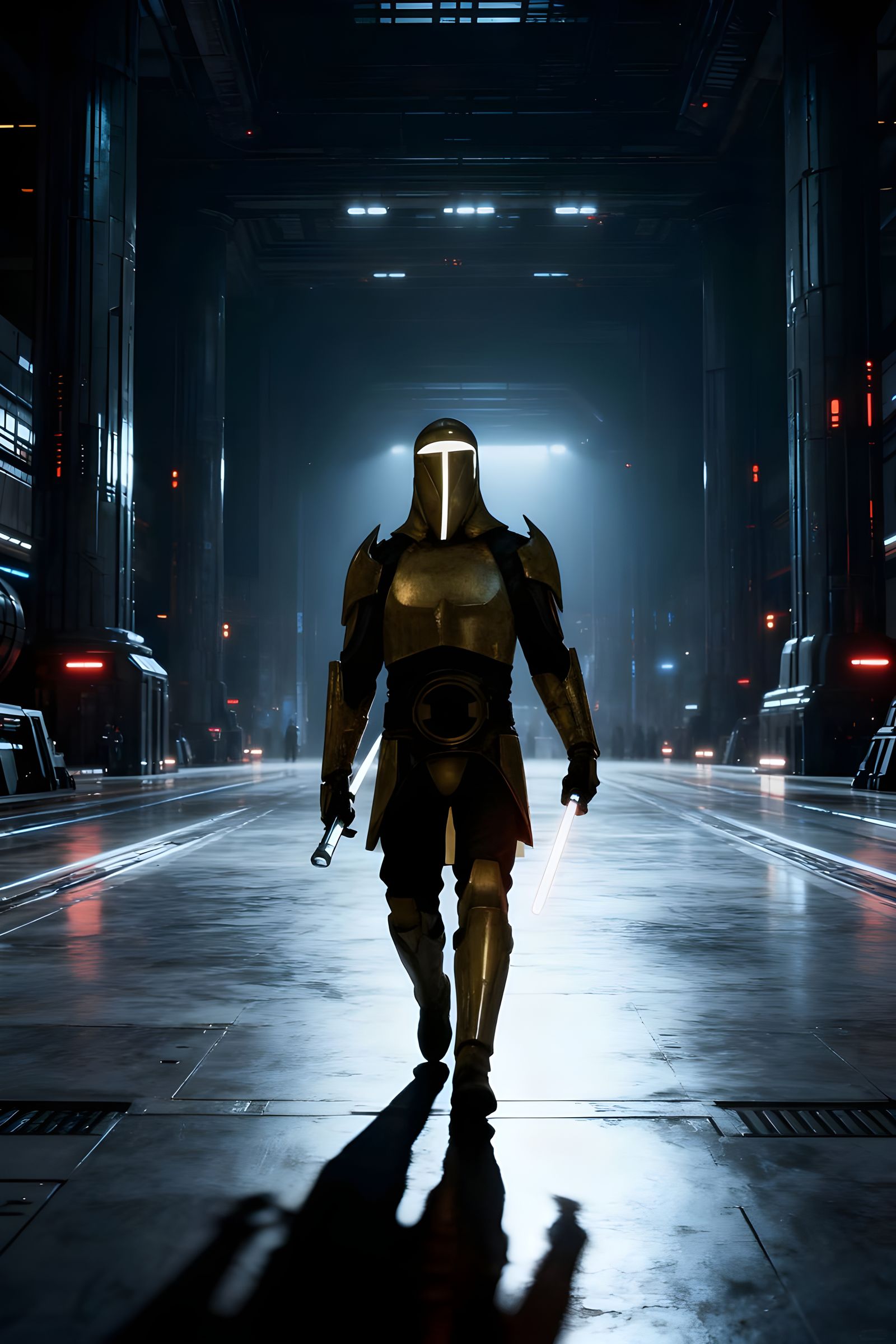 Jedi Knight in Saber Guard Armor in Imperial Base