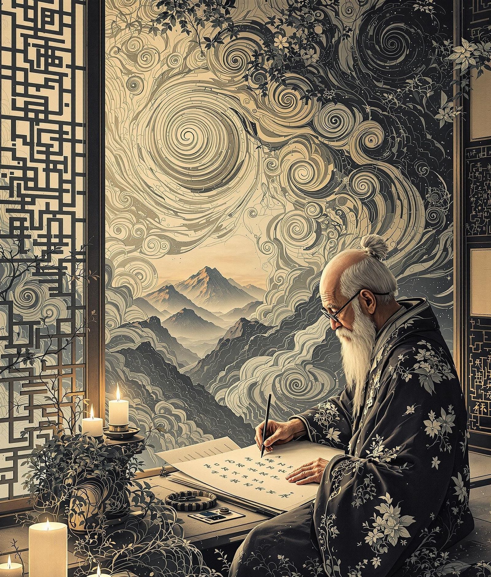 Calligraphy Master Weaves Ancient Wisdom with Brushstrokes i...