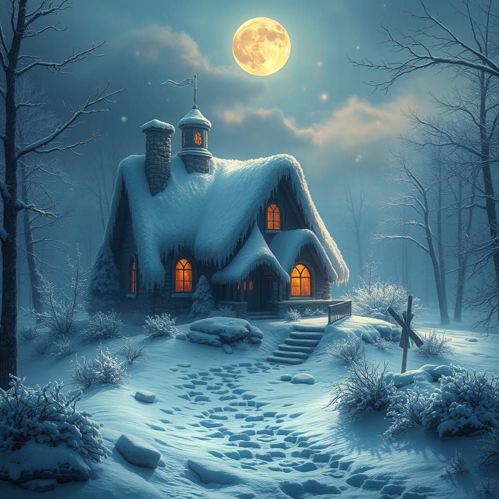 Winter Wonderland Cottage in Ethereal Light