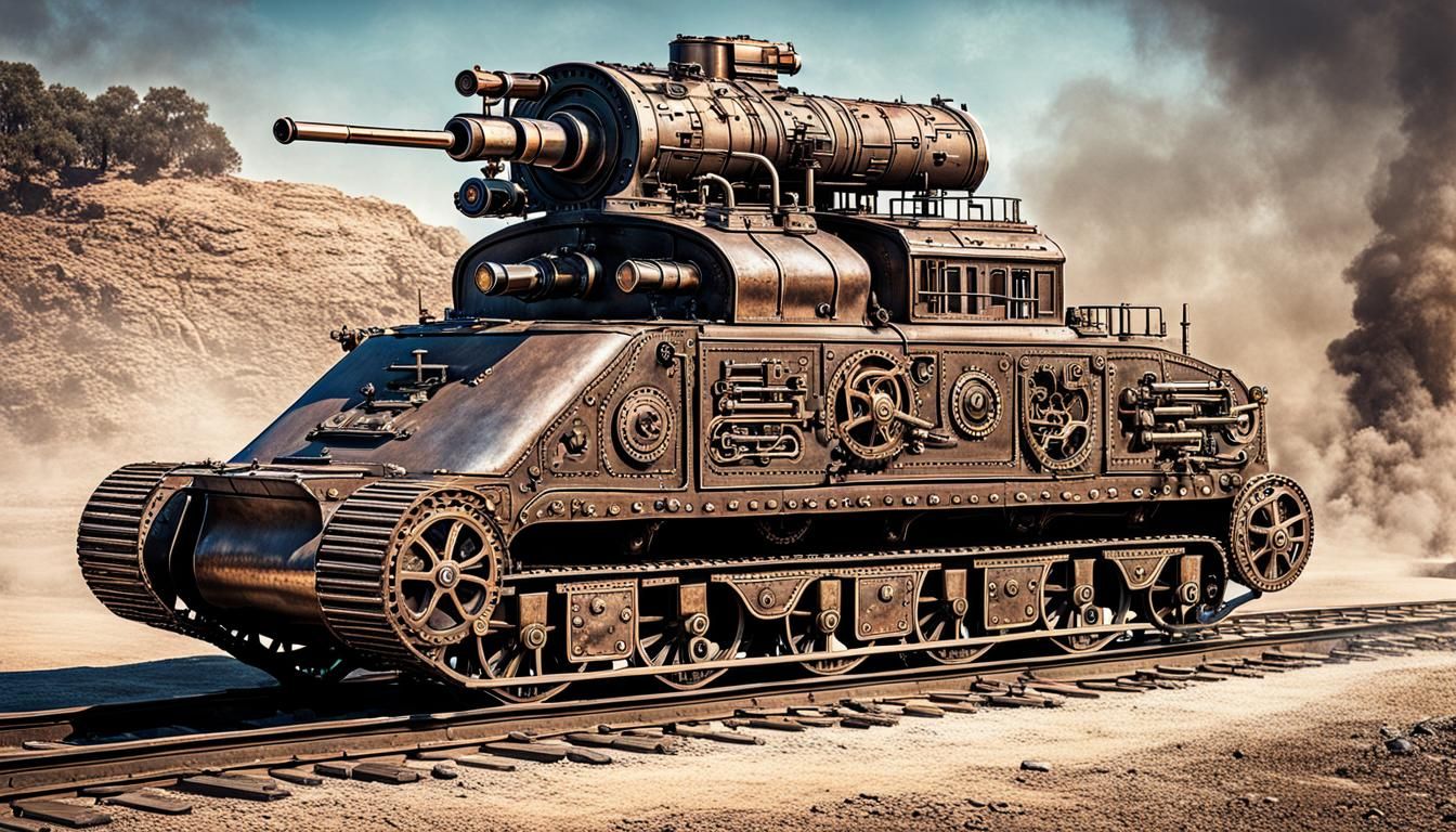 Steampunk Armored Vehicle with Gatling Gun