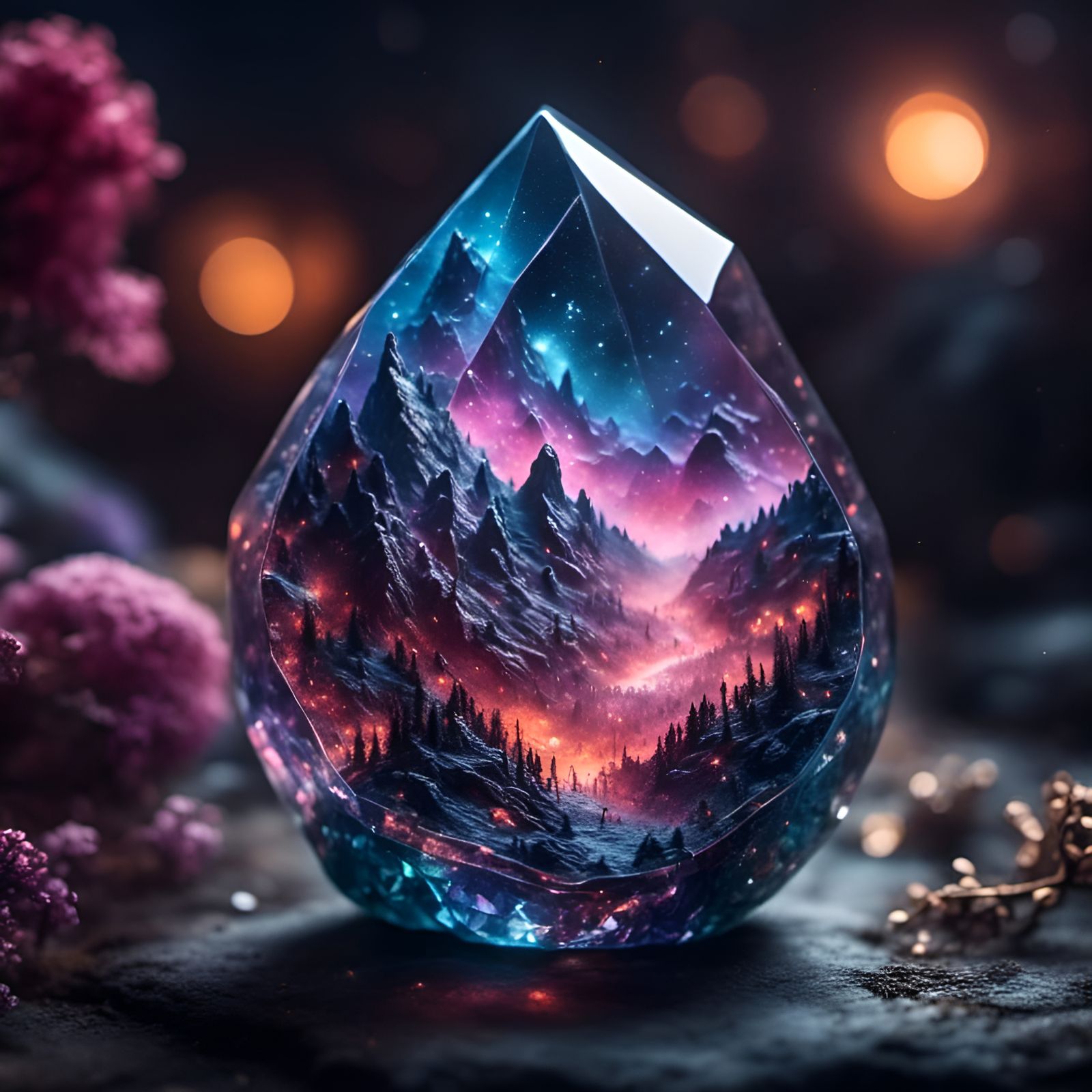 Smoky Glass Crystal with Sparkle Effect