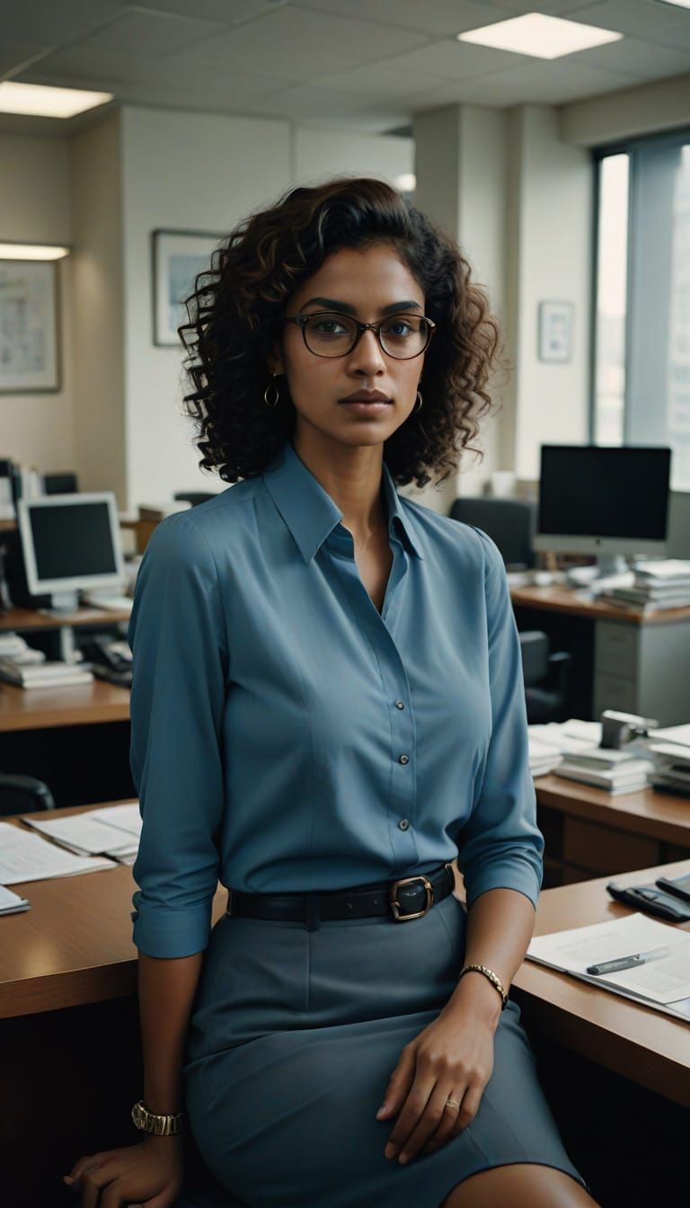 Confident Sri Lankan Woman in Modern Office Setting