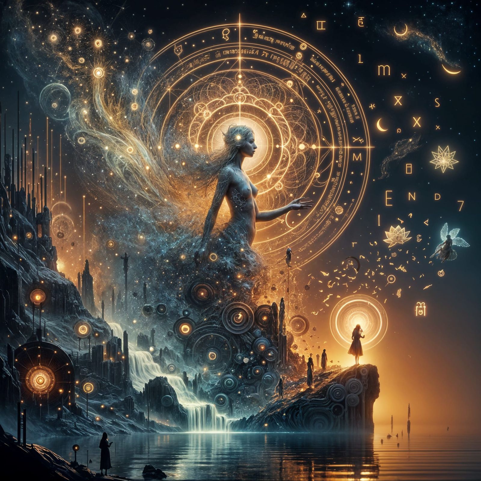 Luminous Goddess Ascending from Digital Sea