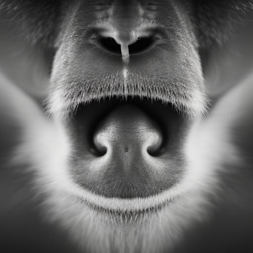 Monkeys Portrait in Gritty Black and White Style