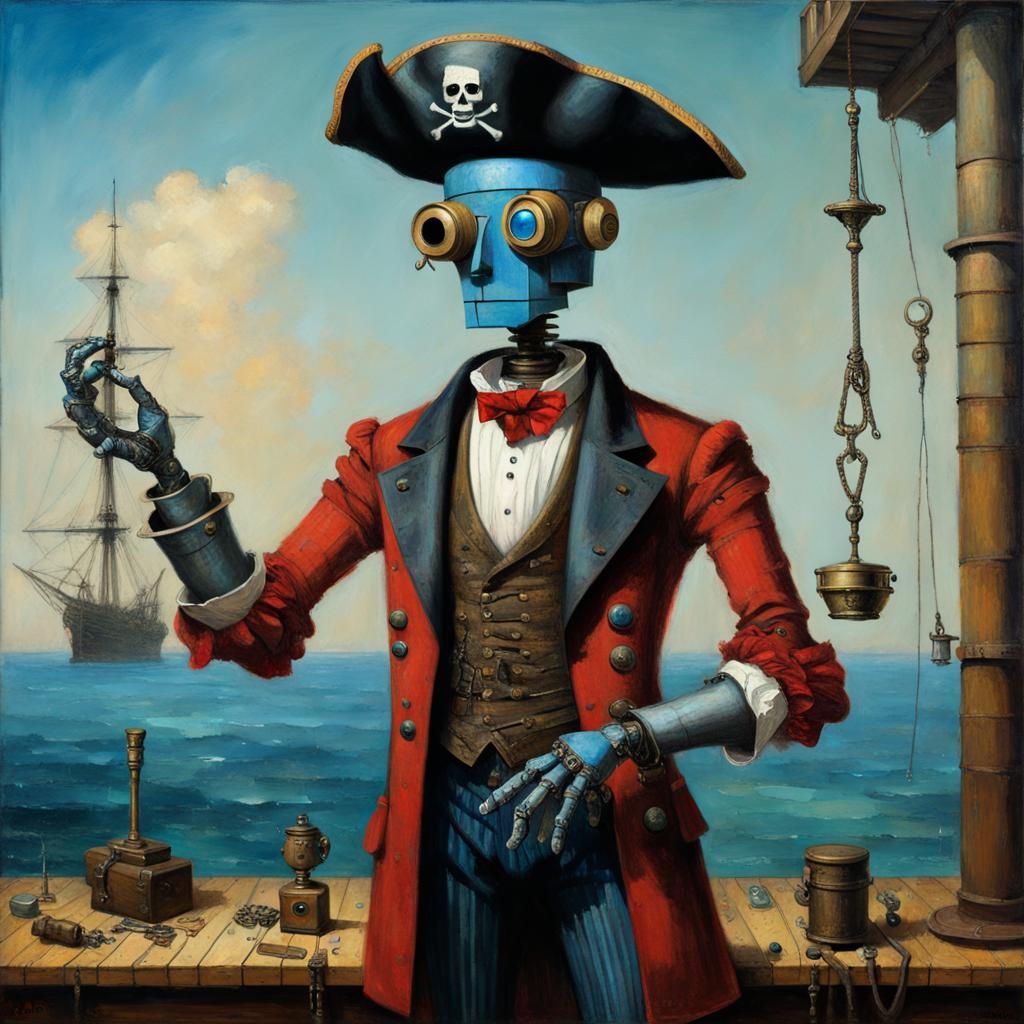 Robot Pirate Butler in Abstract Style