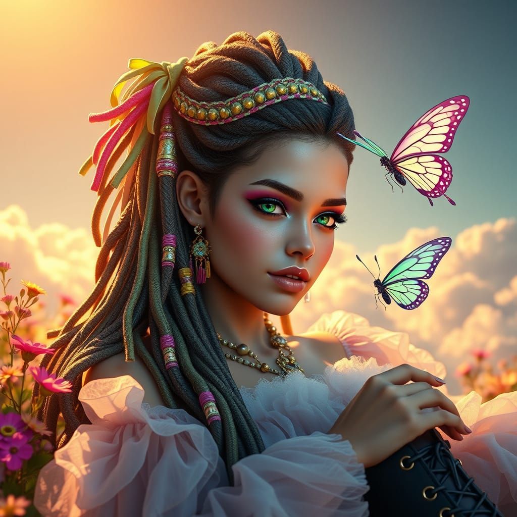 Cyberpunk Goddess in Vibrant 3D Render