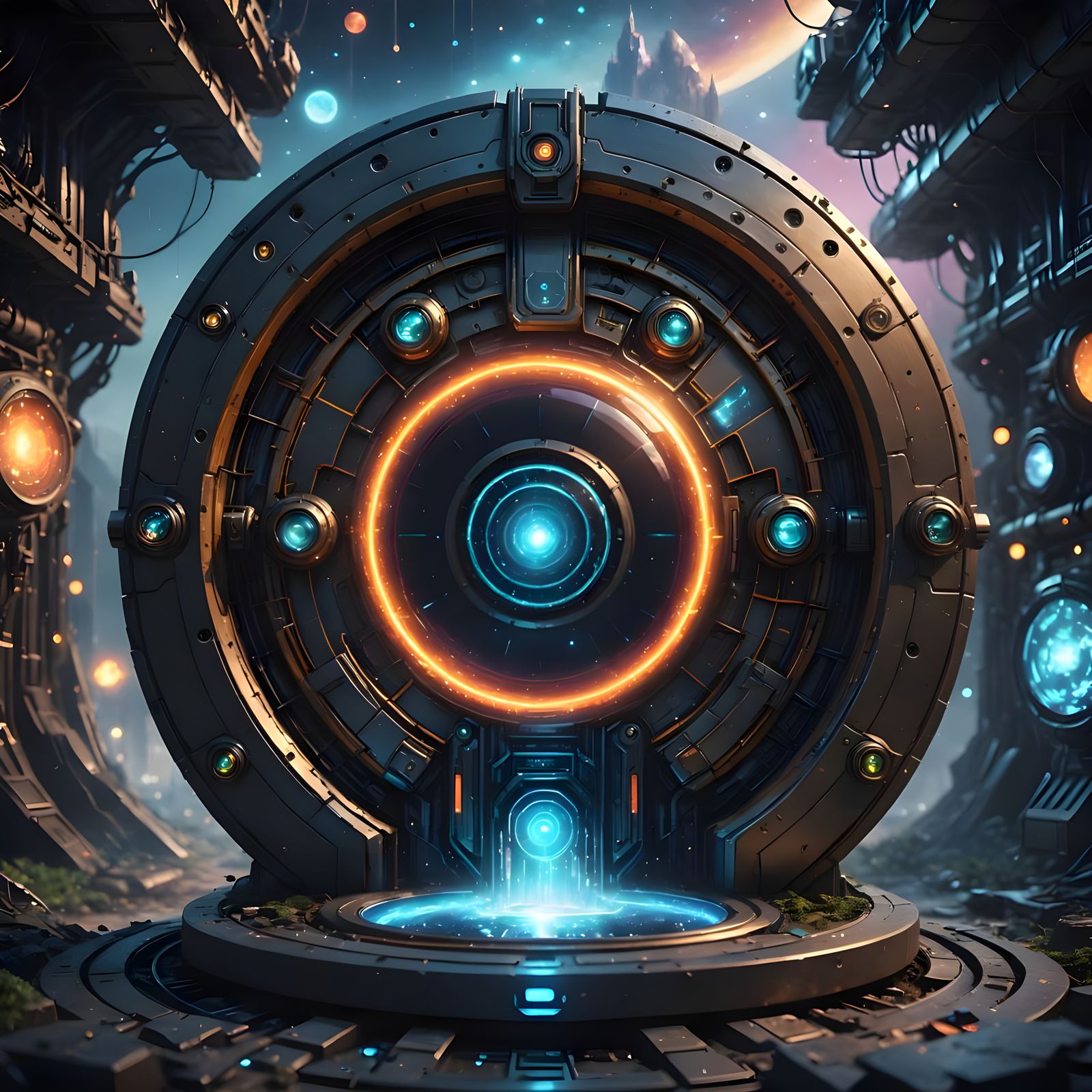 Surreal Portal Scene in Vibrant, Deep Colors