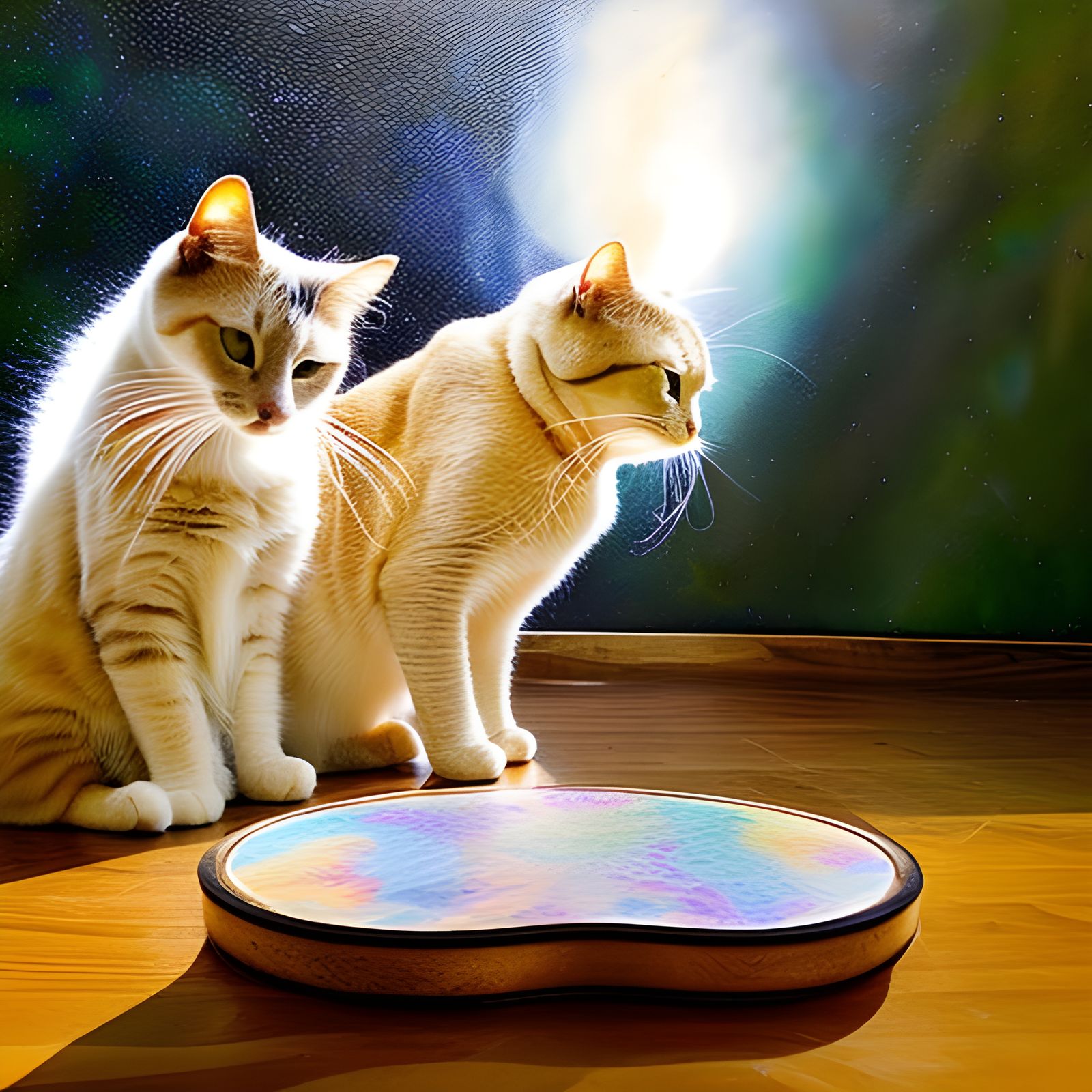 Cats on Antique Furniture with Surreal Lighting