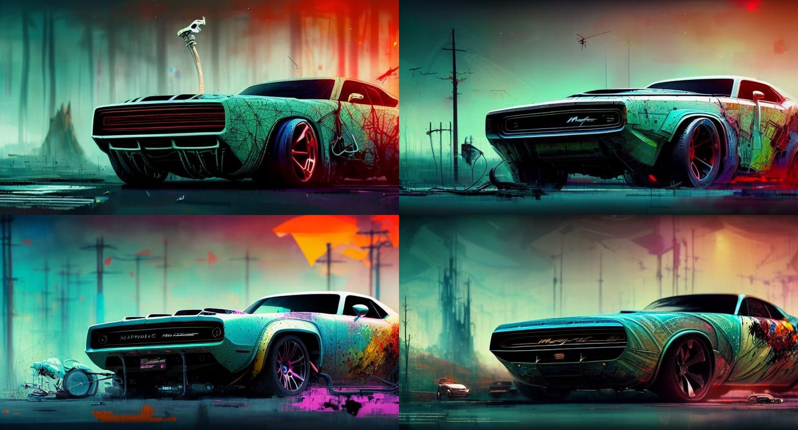 retro futuristic muscle car, mopar,