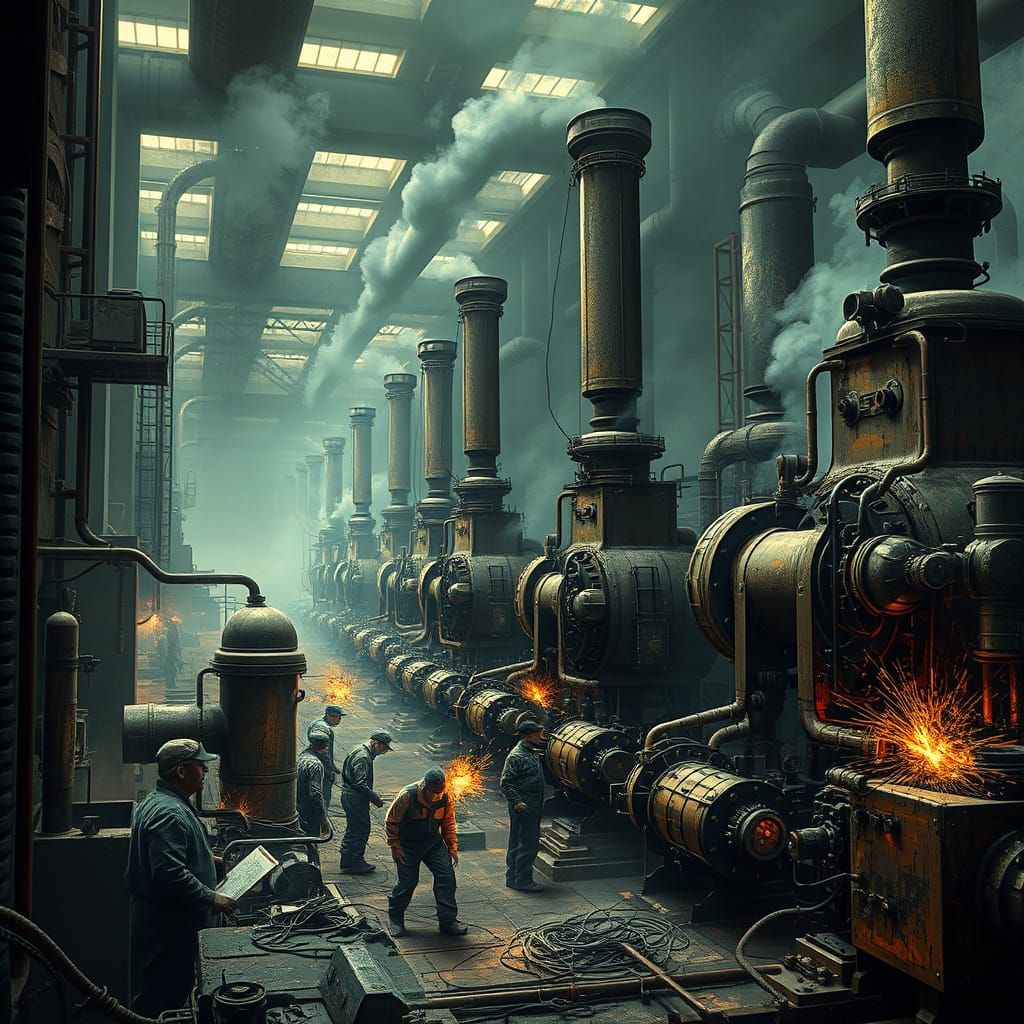 Industrial Landscape in Gritty Cyberpunk Style