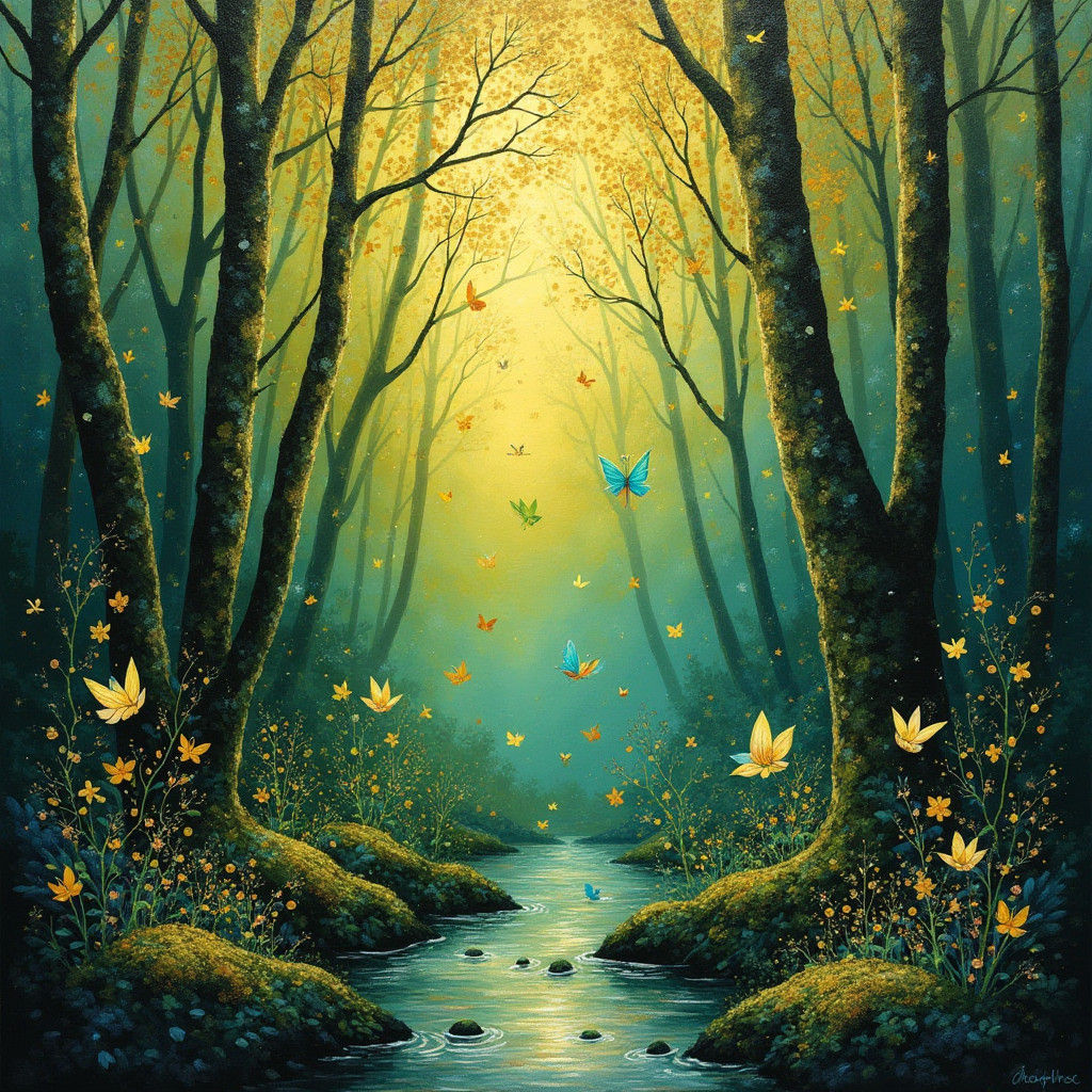 Musical Forest Symphony in Dreamy Landscape Style