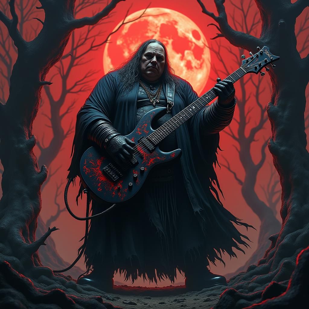 Ethereal Black Metal Warrior Amidst Dark Fantasy