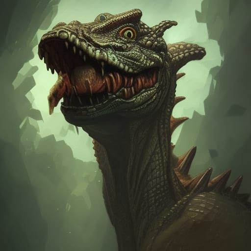 Demonic Alligator Portrait in Hyperdetailed Style