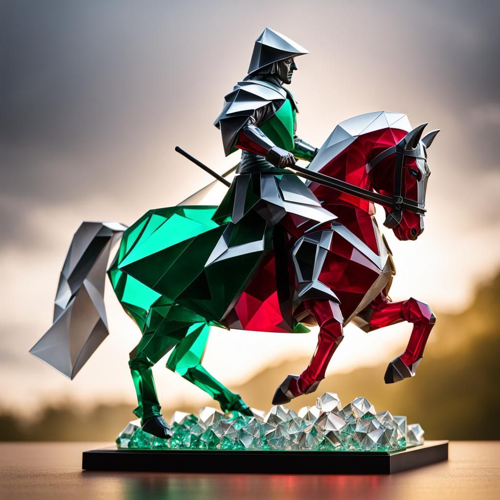 Crystal Knight Statue on Horse