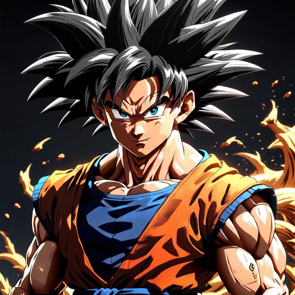 Goku in Cyberpunk Anime Style