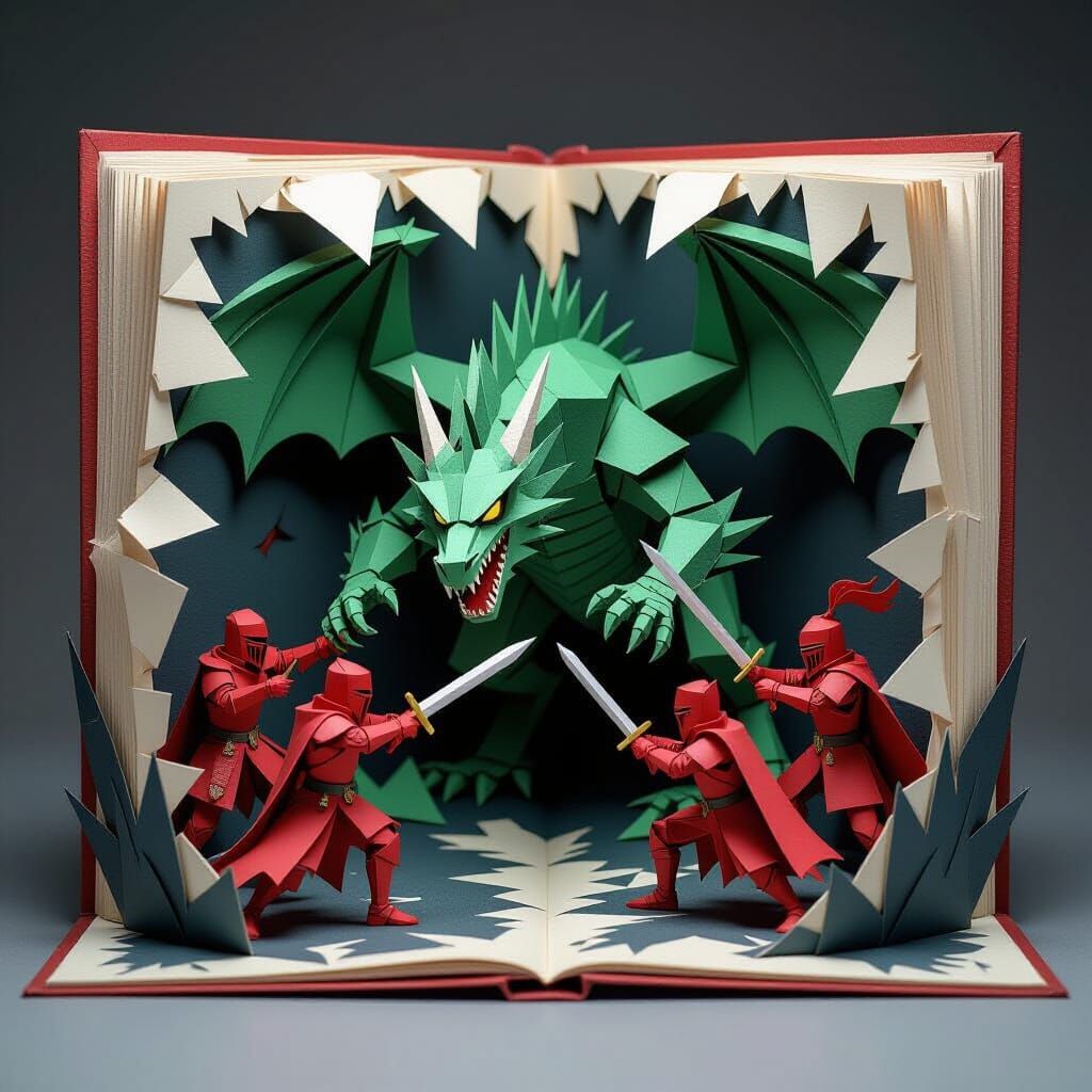 Dark Fantasy Battle: Paper Knights vs. Dragon in Pop-Up Book...