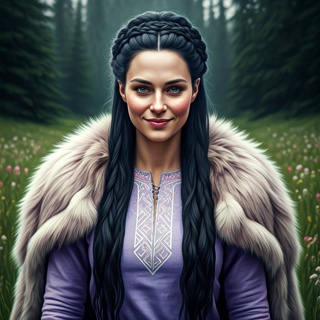 Viking Goddess Sjofn in Valhalla, Hyperrealistic Digital Art