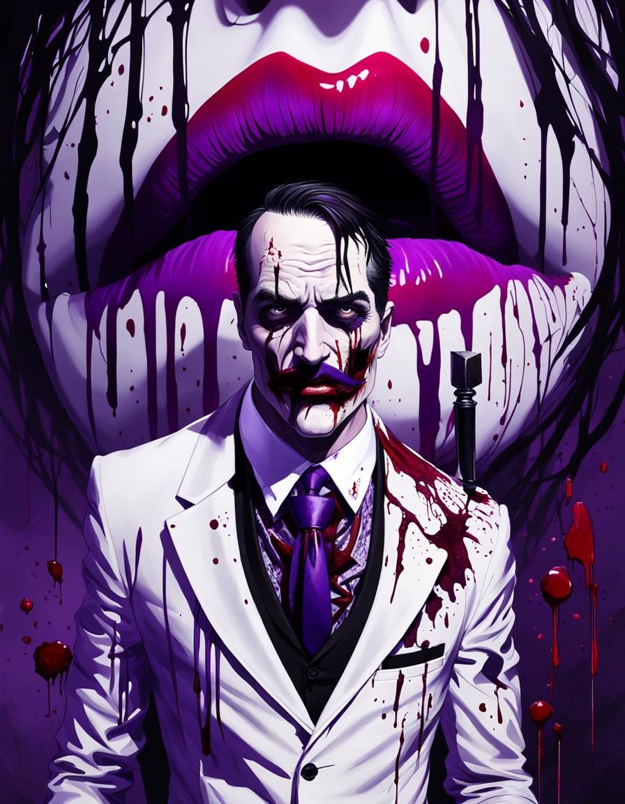 Gothic Horror: Giant Purple Lips with Knife