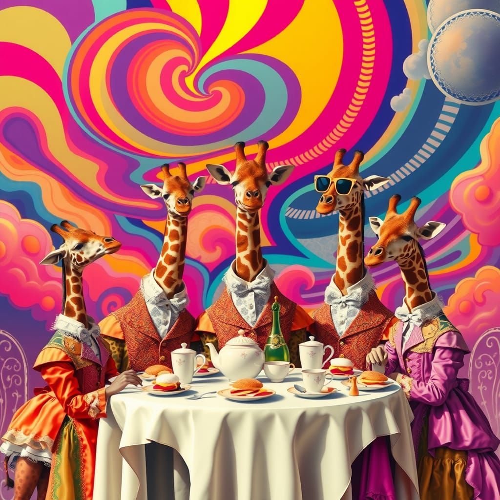Victorian Giraffes Host Psychedelic Tea Party