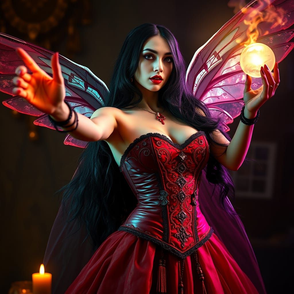 Vampire Fairy Casting Love Spell in Cinematic Style