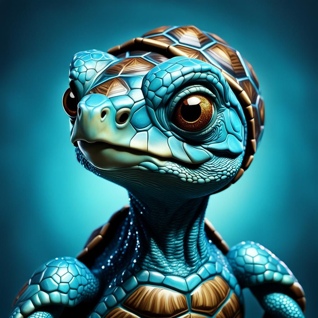Rockabilly Turtle Portrait in Dark Fantasy Style