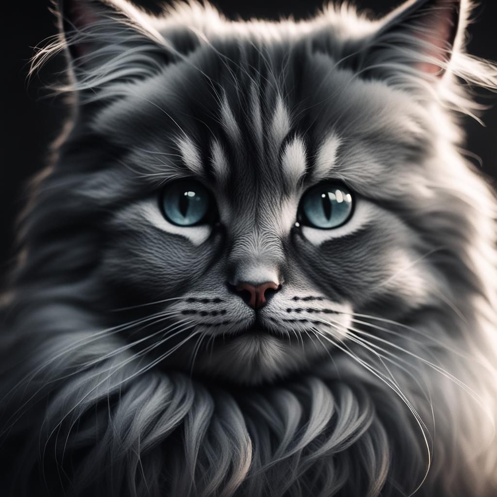 Portrait of Siberian Cat. AI image prompt in my tutorials!