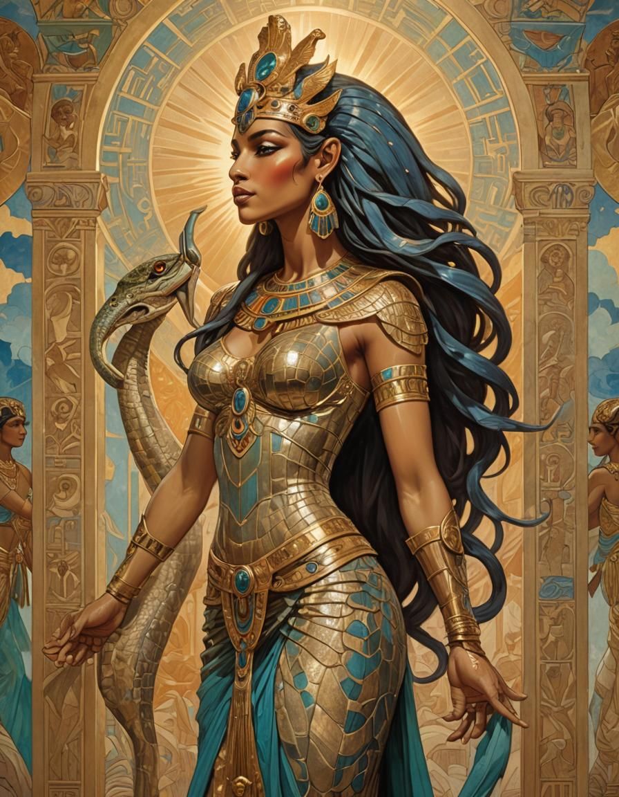 Goddess Wadjet: Art Nouveau Egyptian Fantasy