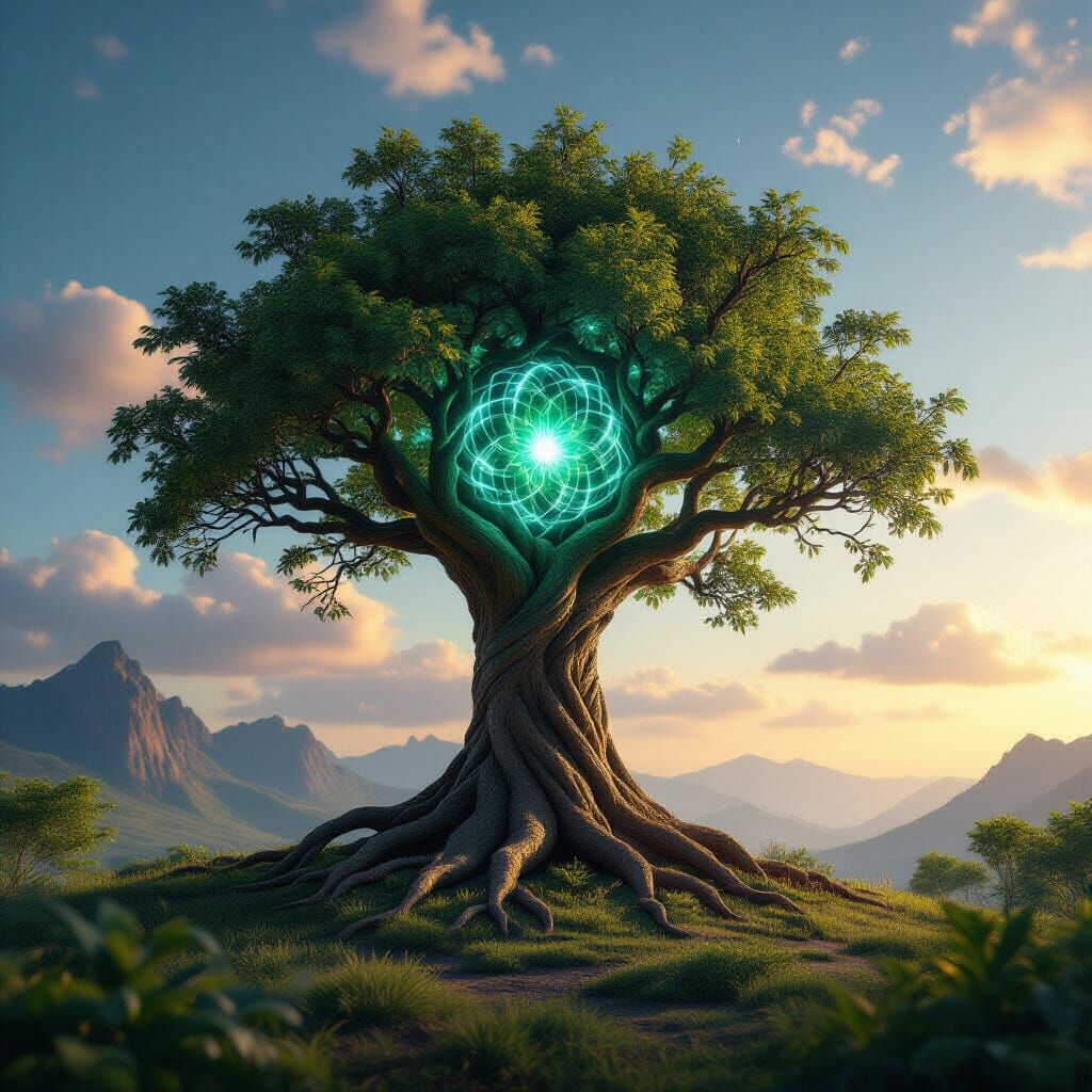 Synergistic Alien Creature Embraces Tree of Life