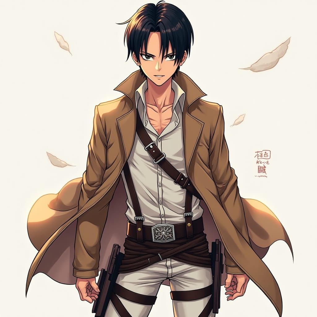 Captain Levi Ackerman in Detailed Anime Style