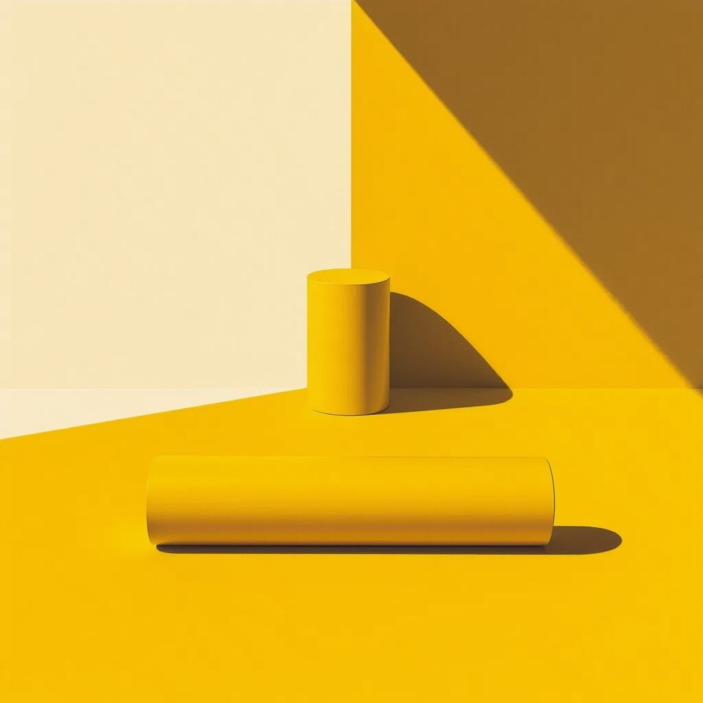 Minimalist Yellow Cylinder on Mustard Ground