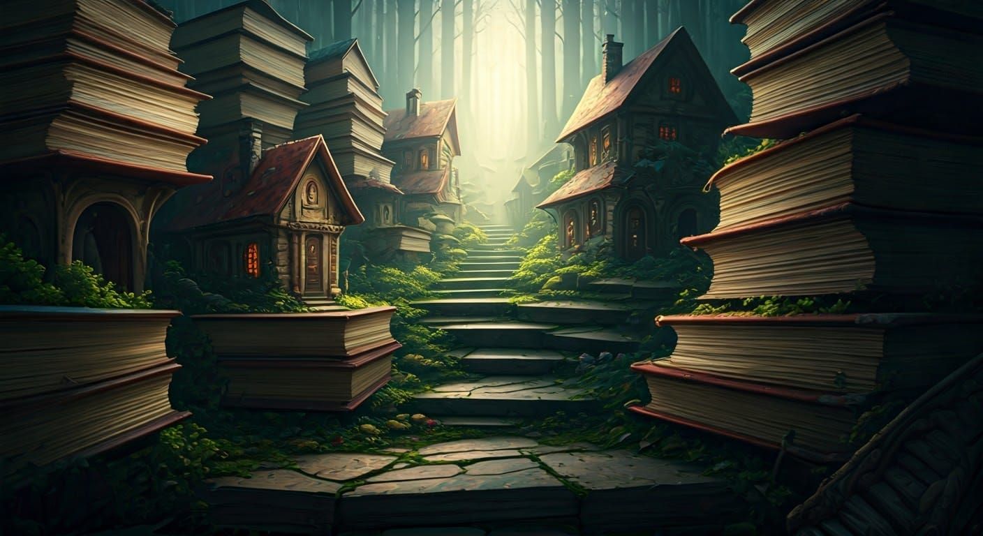 Enchanted Fairy Village Made of Books: Hyperrealistic Anime ...