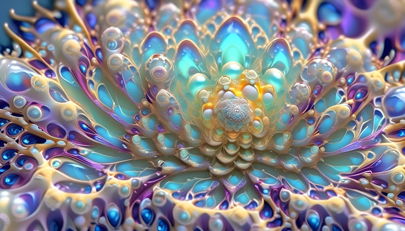 Psychedelic 3D Fractal Design in Sci-Fi Style