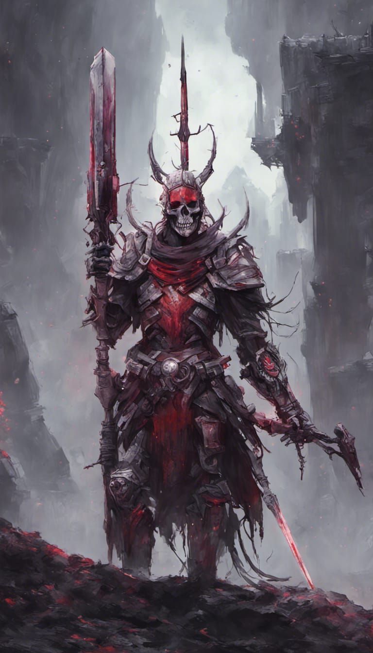 Futuristic Skeleton Warrior in Gritty Dark Fantasy Art
