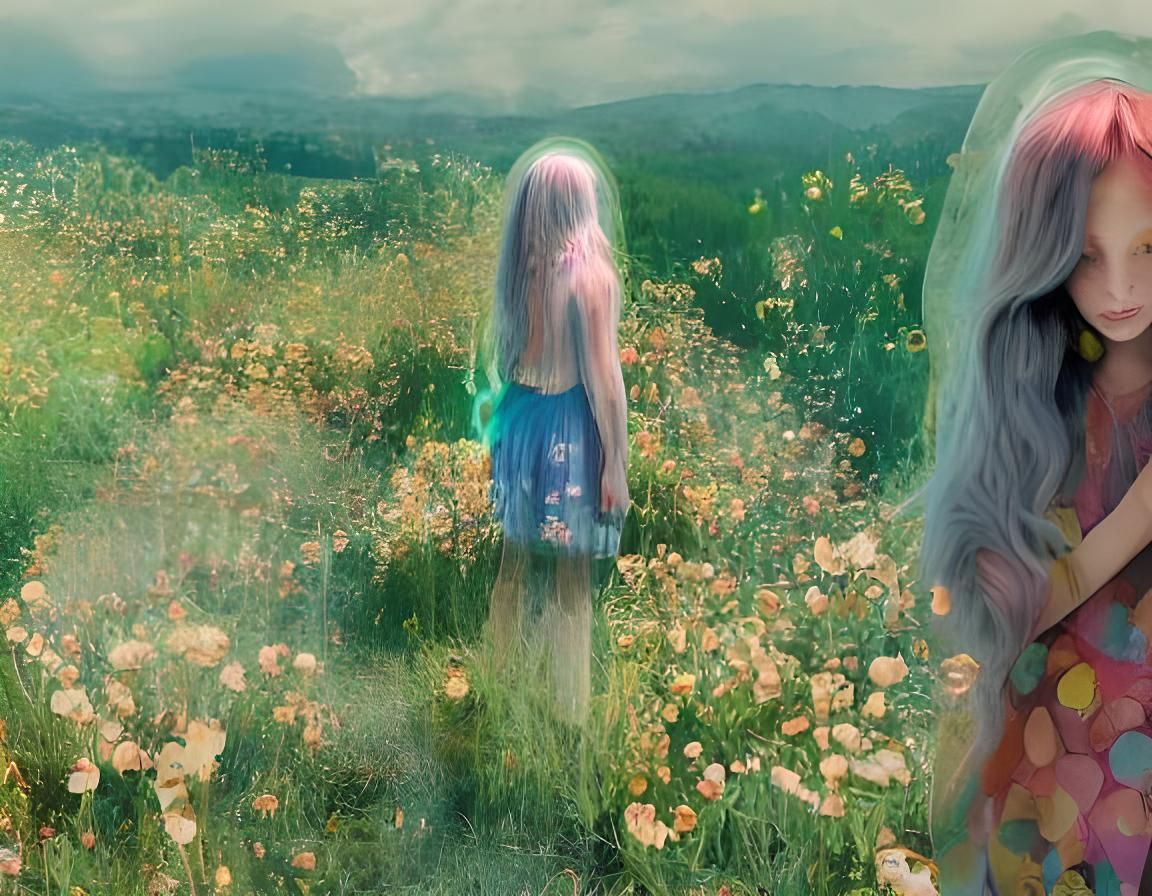 Cyberpunk Girl Dancing in Rainbow Underworld