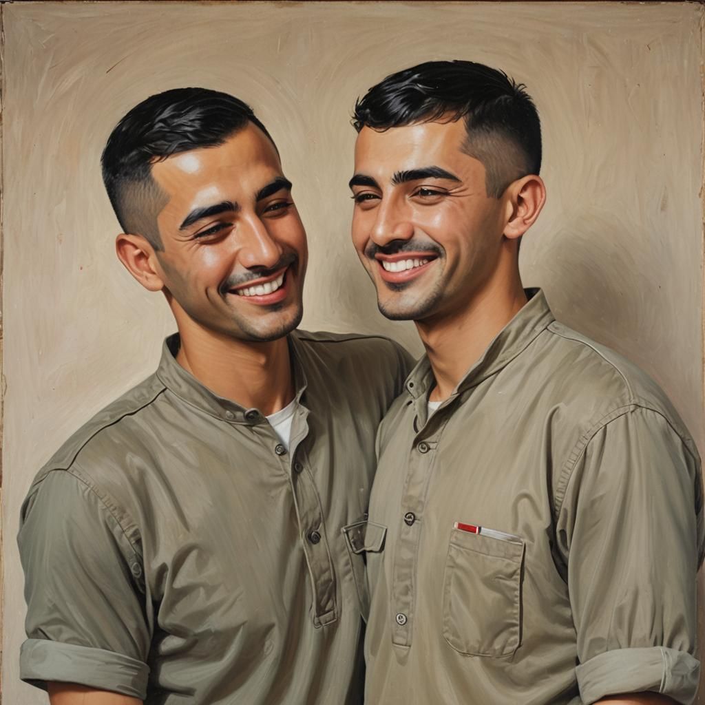 Serene Portrait of Kissing Couple in Expressionist Style