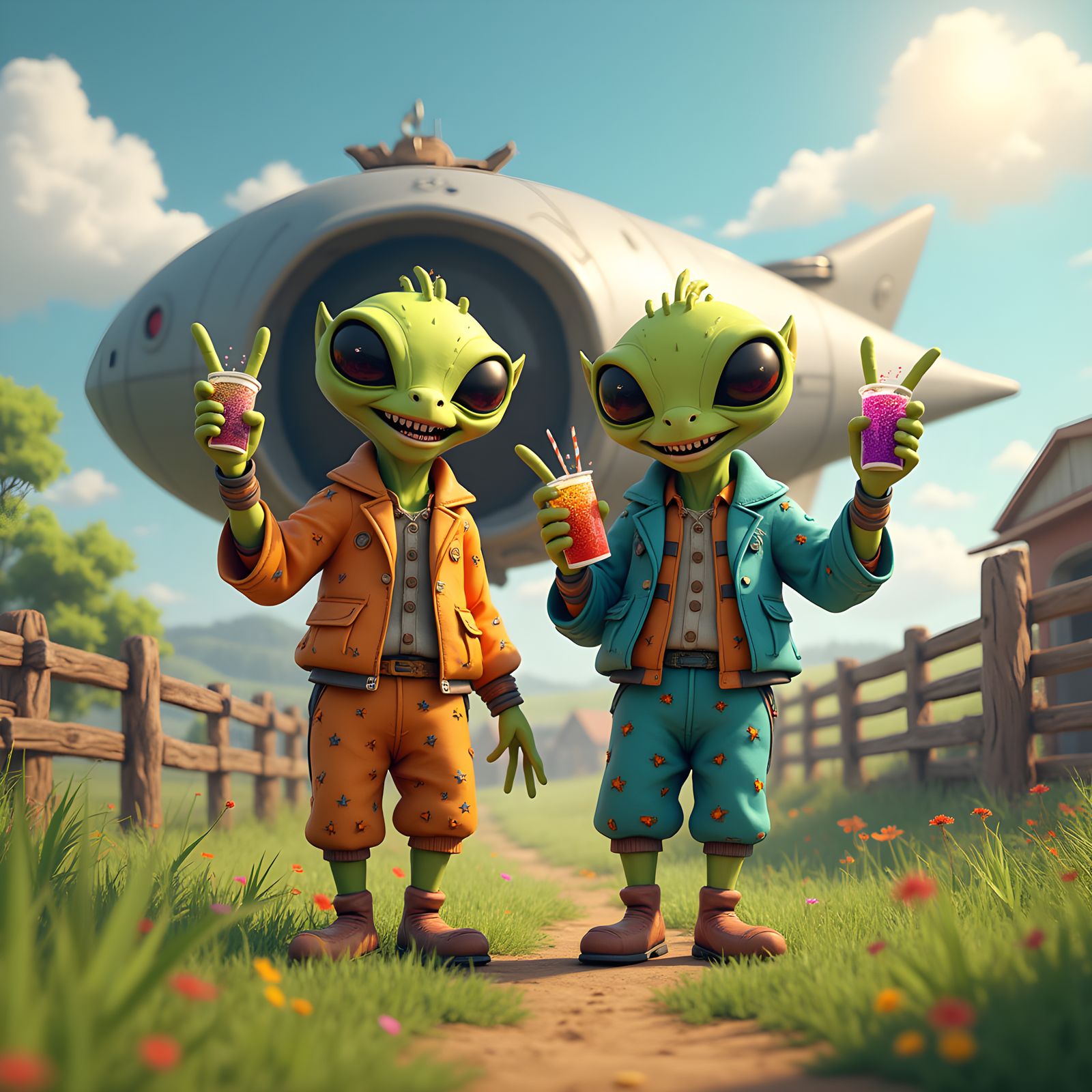 Friendly Aliens Arrive on Farm in Peace