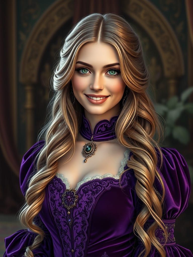 Elegant Victorian Lady in Lavish Velvet Attire