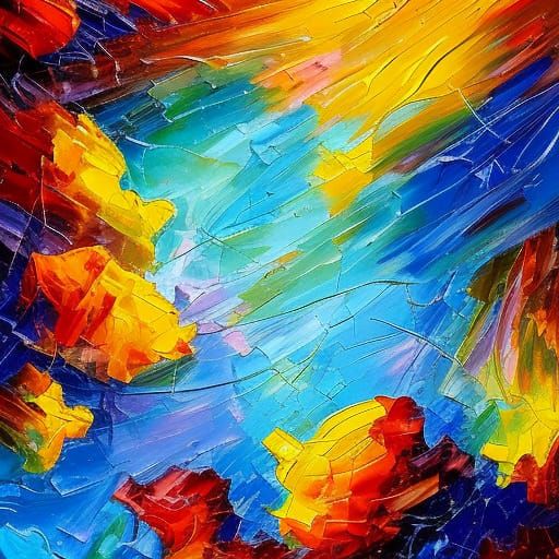 Voyager and Nebula in Expressionist Oil Painting