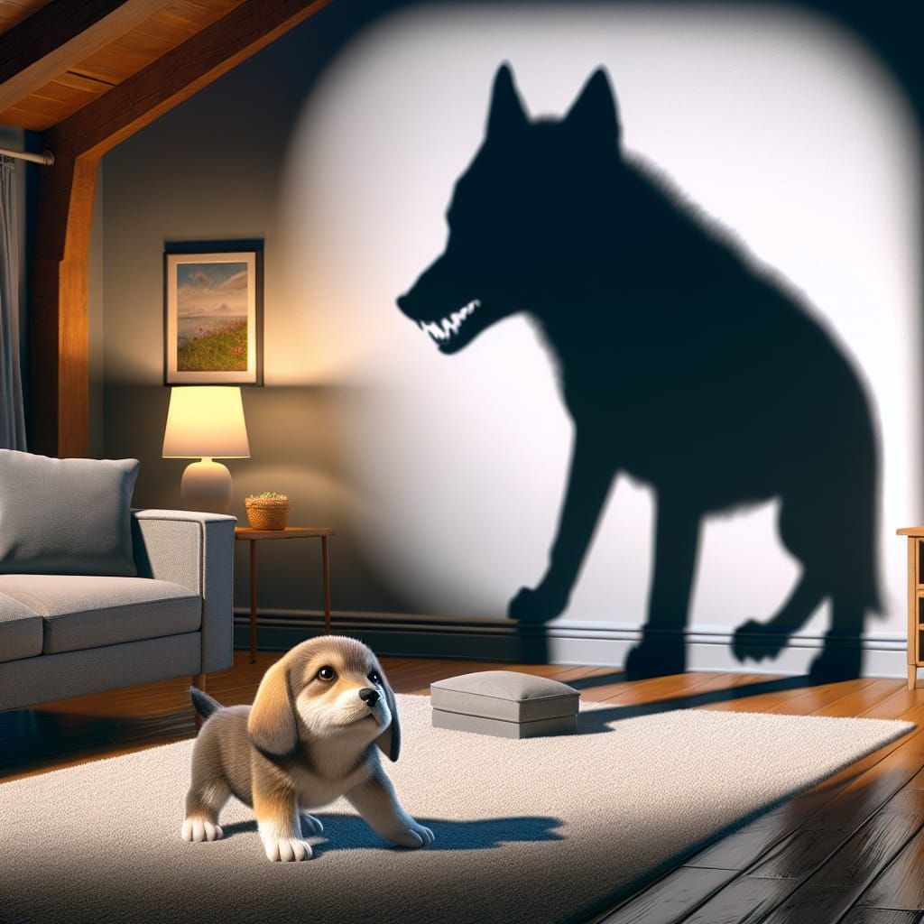 Wolf's Inner Strength Emerges in Cozy Living Room