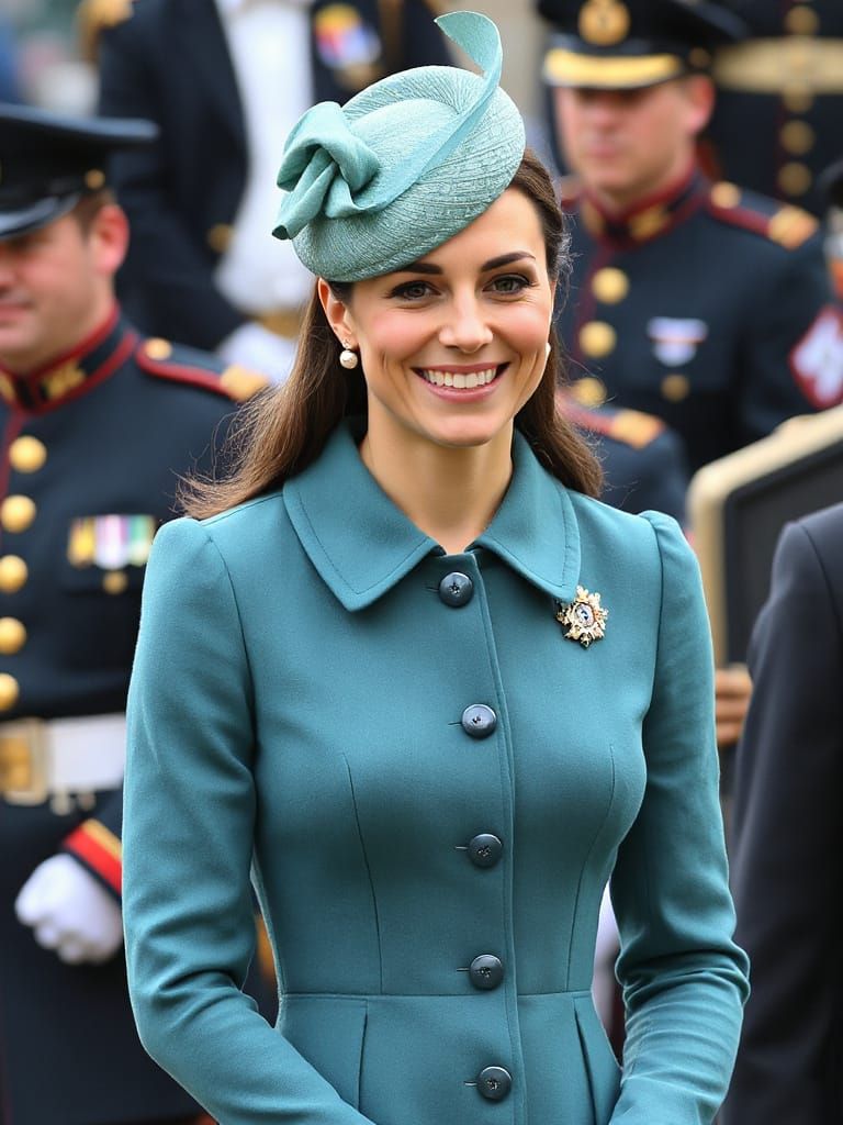 Elegant Princess in Teal Coat Dress